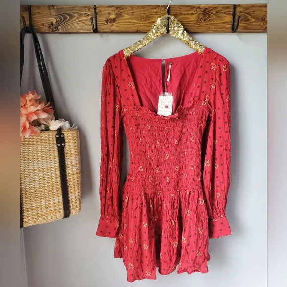 Free People Two Faces Mini Dress Red XS NWT - Picture 2 of 8